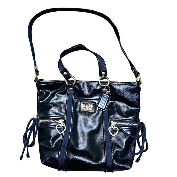 Coach Poppy Black Patent Leather Shoulder Bag. - Picture 1 of 8